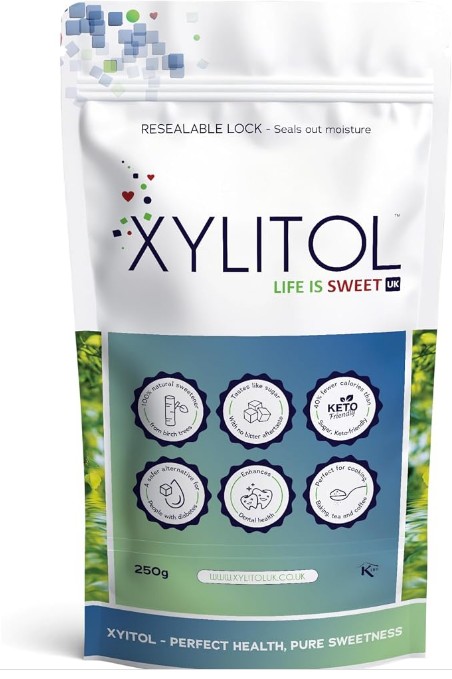 Xylitol Sweetener - 250g Natural Sugar Substitute, Keto Sweetener, Diabetic Sugar, Xylitol Sugar Alternative